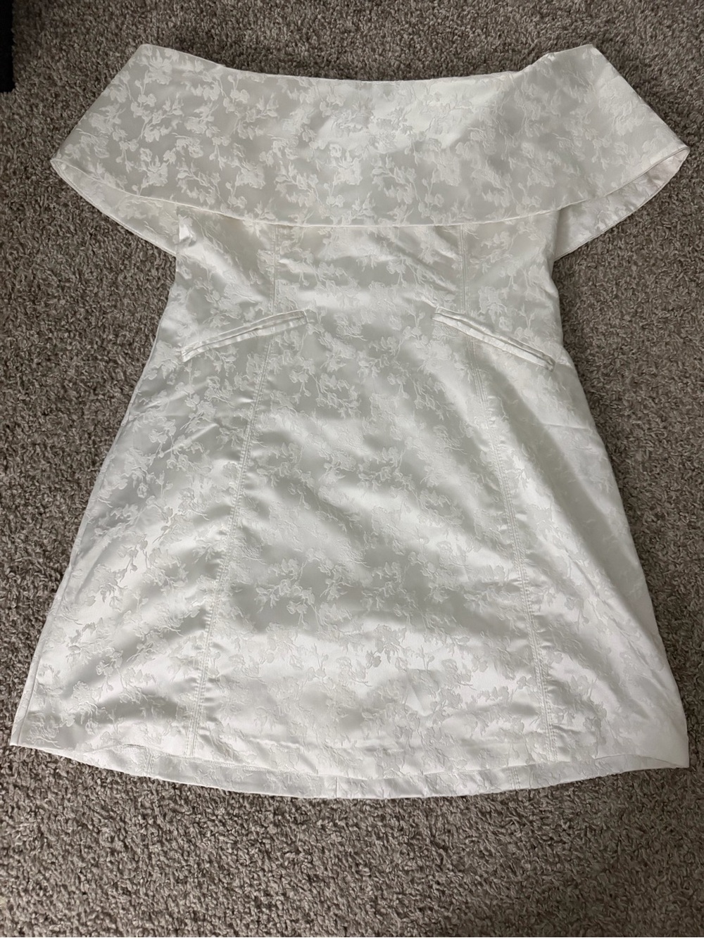 BHLDN White One-Shoulder Floral Jacquard Dress